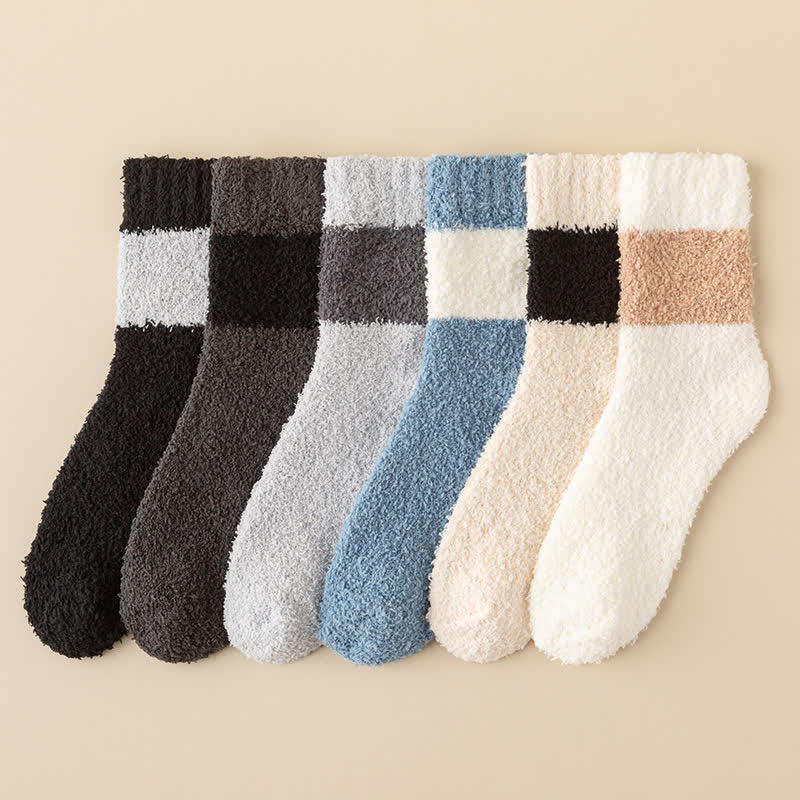 Calcetines de dormir de polar coral afelpado con rayas anchas para hombre