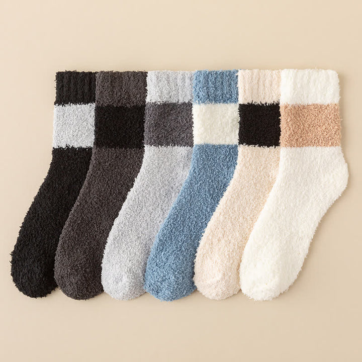Calcetines de dormir de polar coral afelpado con rayas anchas para hombre