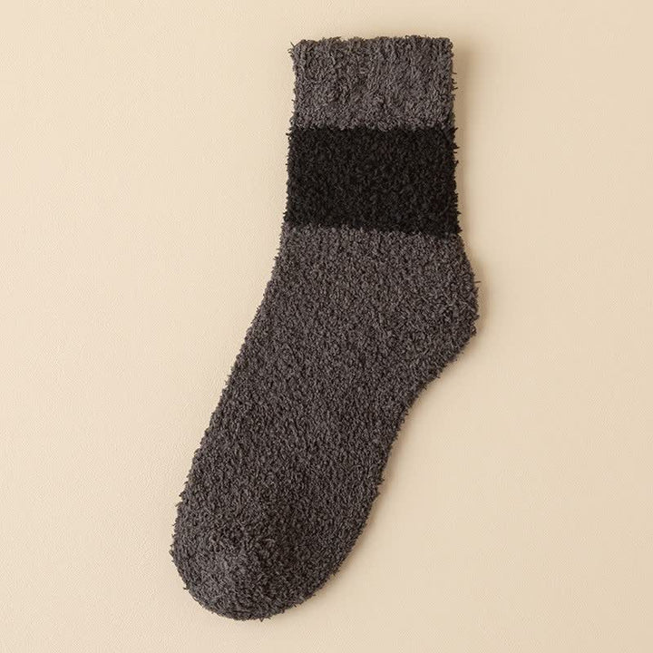 Calcetines de dormir de polar coral afelpado con rayas anchas para hombre