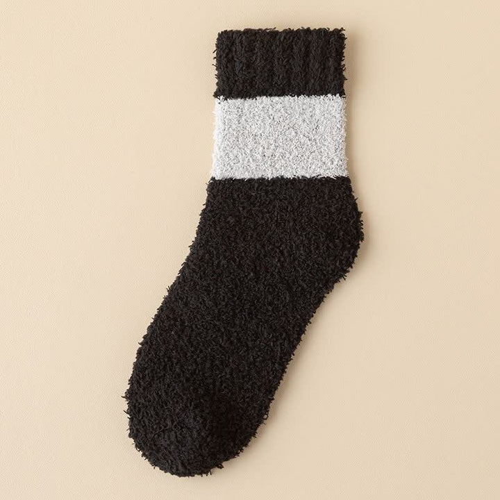 Calcetines de dormir de polar coral afelpado con rayas anchas para hombre