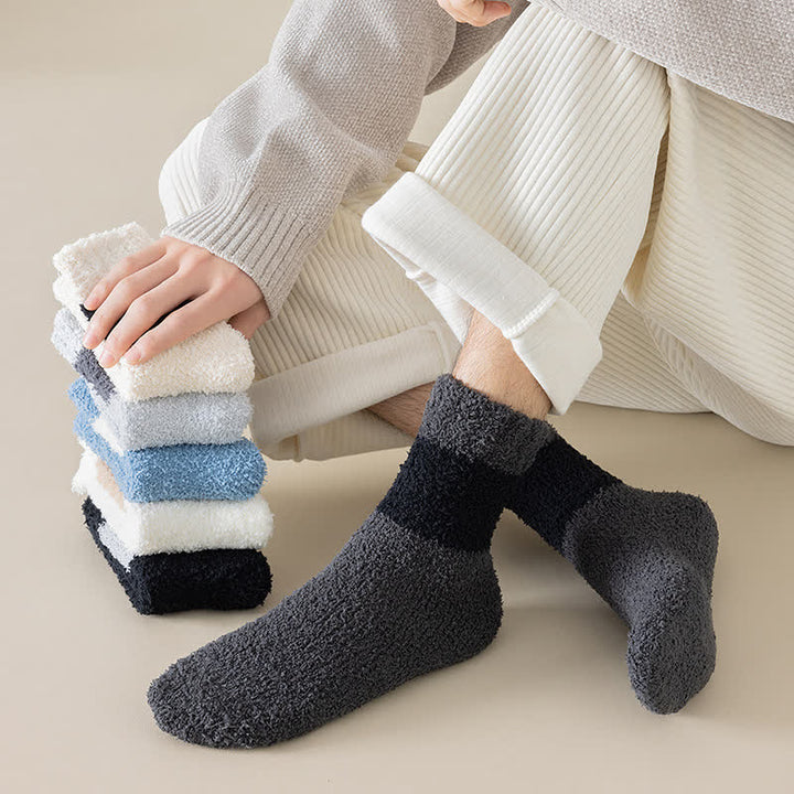 Calcetines de dormir de polar coral afelpado con rayas anchas para hombre