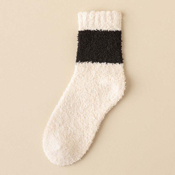 Calcetines de dormir de polar coral afelpado con rayas anchas para hombre