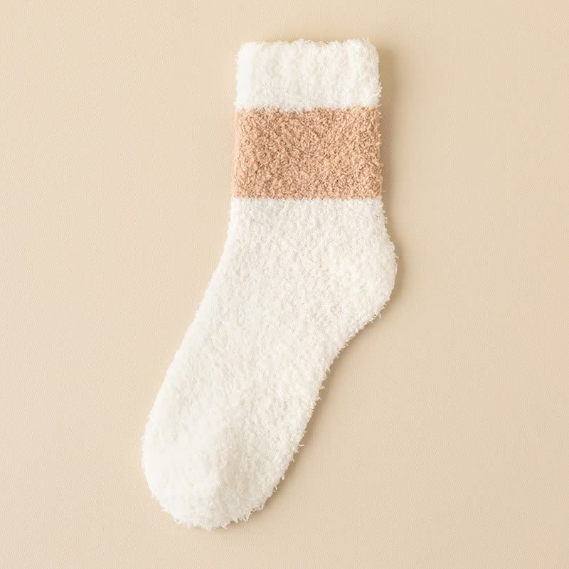 Calcetines de dormir de polar coral afelpado con rayas anchas para hombre
