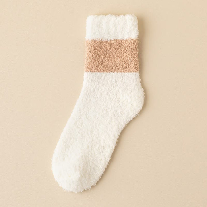 Calcetines de dormir de polar coral afelpado con rayas anchas para hombre