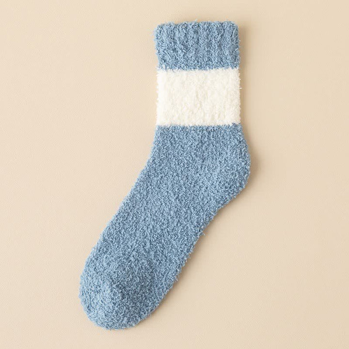 Calcetines de dormir de polar coral afelpado con rayas anchas para hombre
