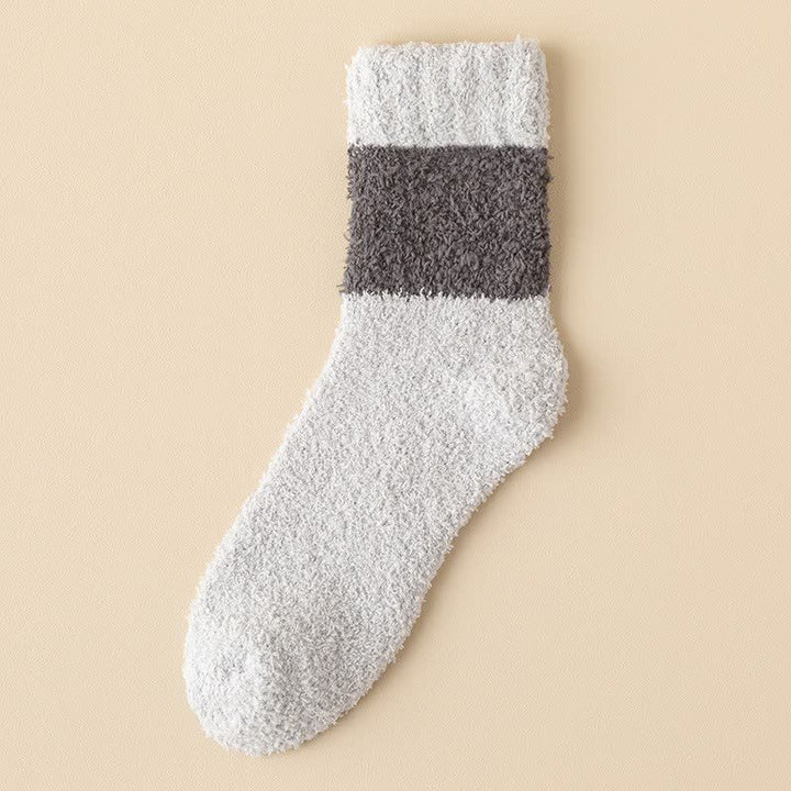 Calcetines de dormir de polar coral afelpado con rayas anchas para hombre