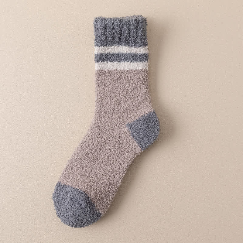 Calcetines de dormir de polar coral afelpado con rayas suaves para hombre