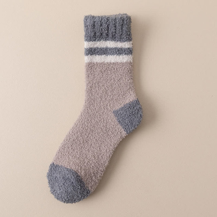 Calcetines de dormir de polar coral afelpado con rayas suaves para hombre
