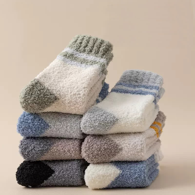 Calcetines de dormir de polar coral afelpado con rayas suaves para hombre