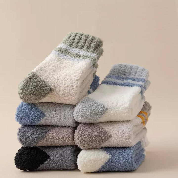 Calcetines de dormir de polar coral afelpado con rayas suaves para hombre