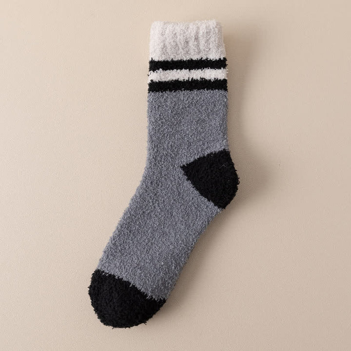 Calcetines de dormir de polar coral afelpado con rayas suaves para hombre