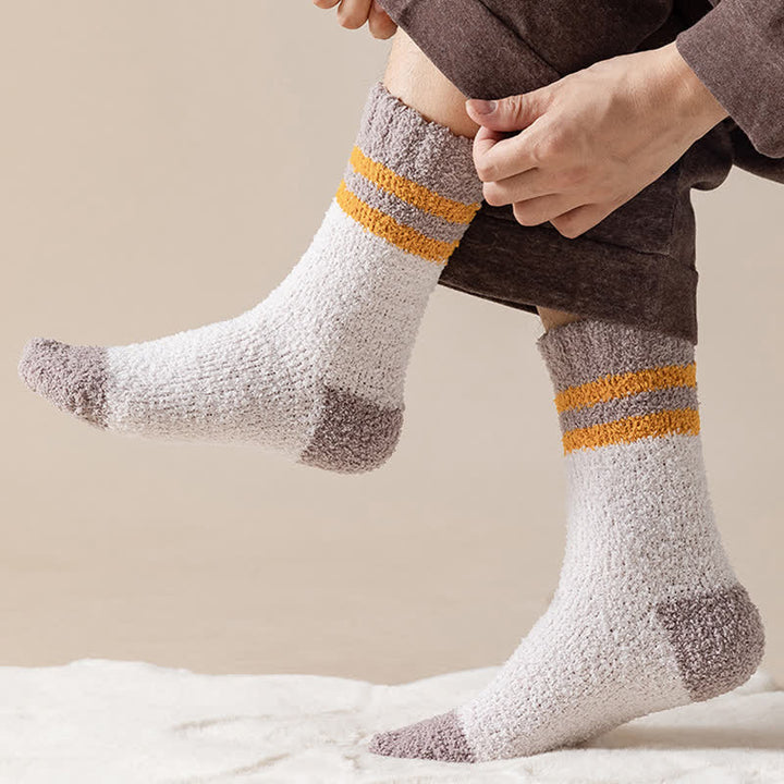 Calcetines de dormir de polar coral afelpado con rayas suaves para hombre