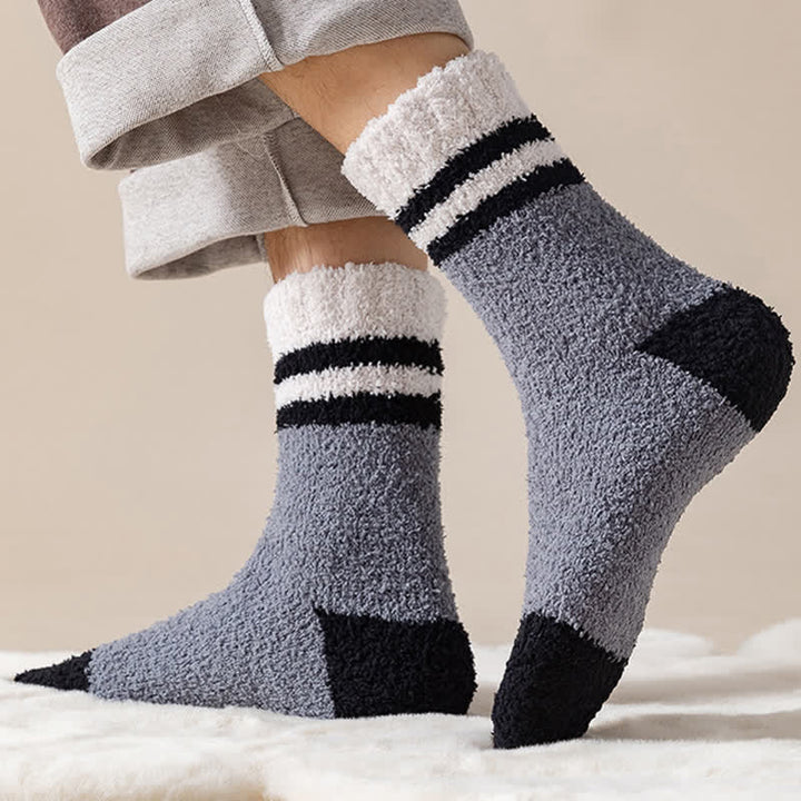 Calcetines de dormir de polar coral afelpado con rayas suaves para hombre