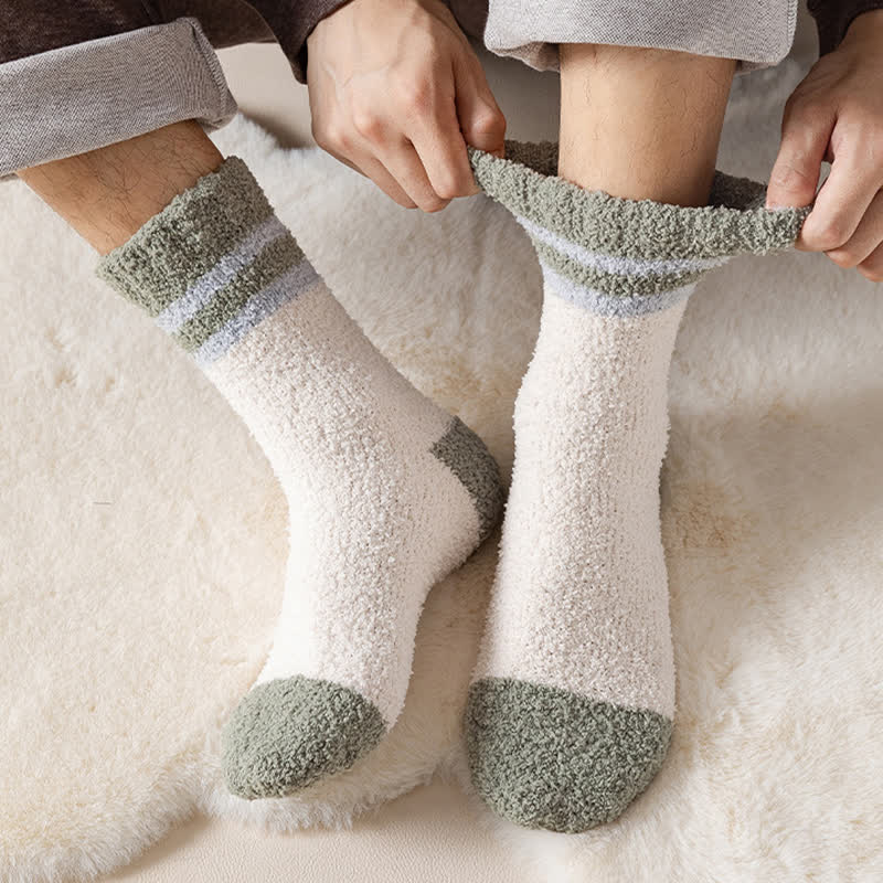 Calcetines de dormir de polar coral afelpado con rayas suaves para hombre