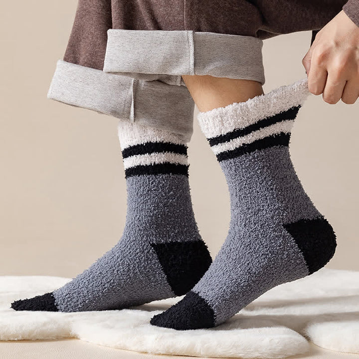 Calcetines de dormir de polar coral afelpado con rayas suaves para hombre