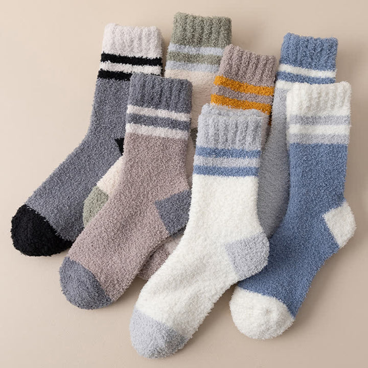 Calcetines de dormir de polar coral afelpado con rayas suaves para hombre
