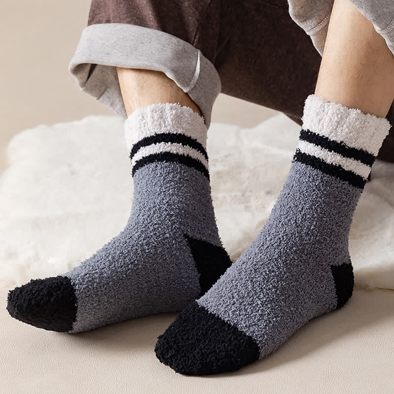 Calcetines de dormir de polar coral afelpado con rayas suaves para hombre