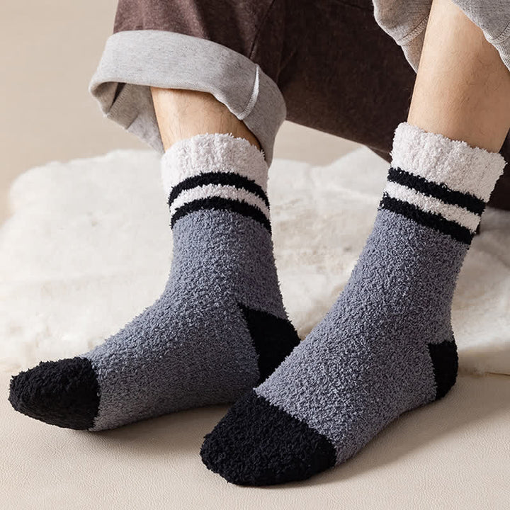 Calcetines de dormir de polar coral afelpado con rayas suaves para hombre
