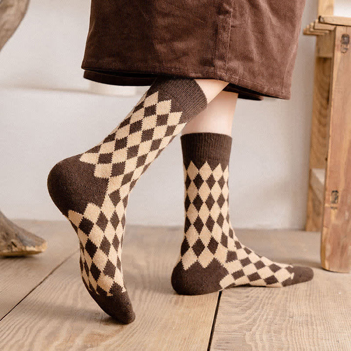 Calcetines térmicos y cálidos con diseño de rombos para mujer