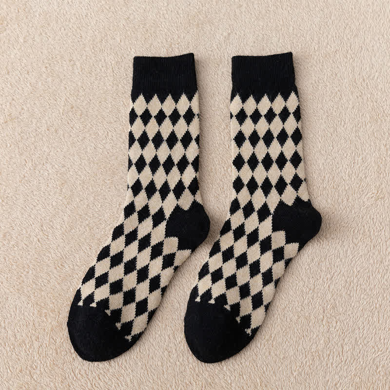 Calcetines térmicos y cálidos con diseño de rombos para mujer