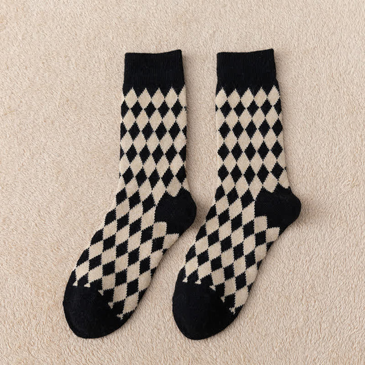 Calcetines térmicos y cálidos con diseño de rombos para mujer