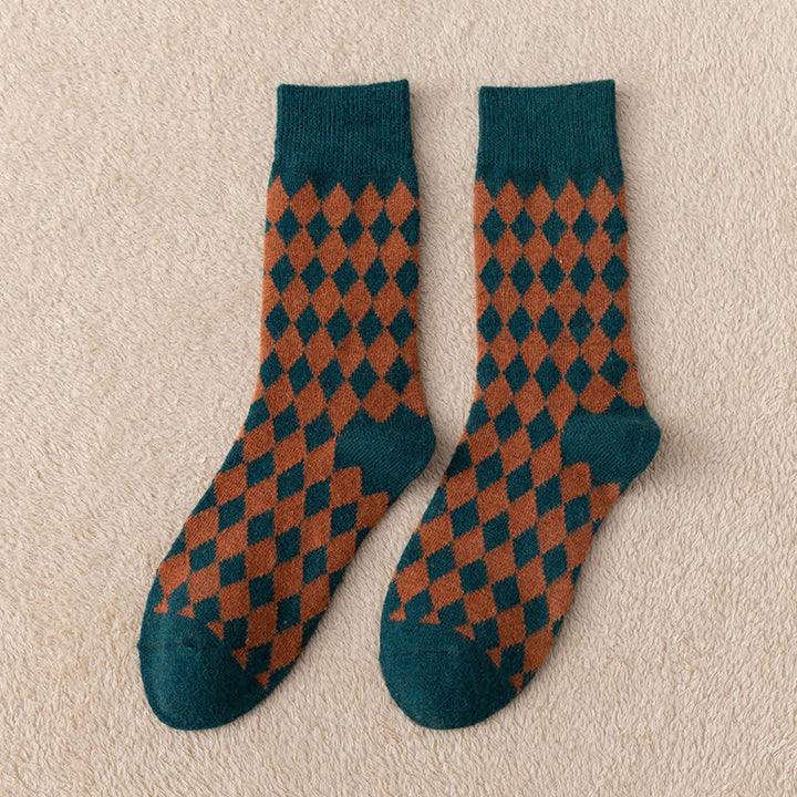Calcetines térmicos y cálidos con diseño de rombos para mujer