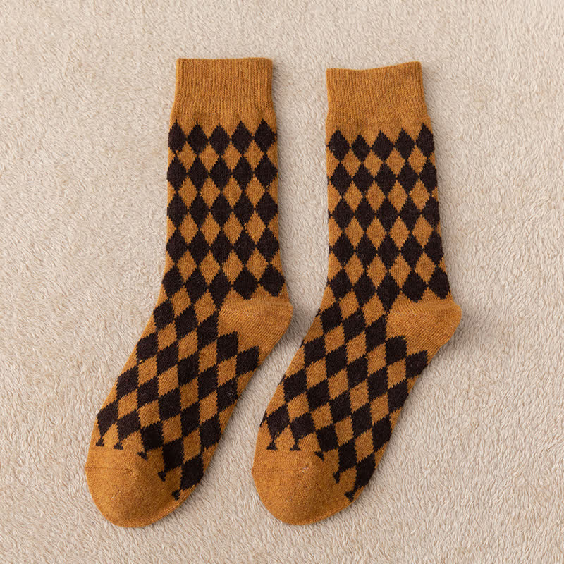 Calcetines térmicos y cálidos con diseño de rombos para mujer