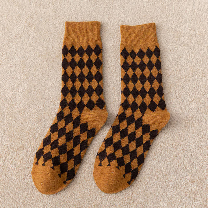Calcetines térmicos y cálidos con diseño de rombos para mujer