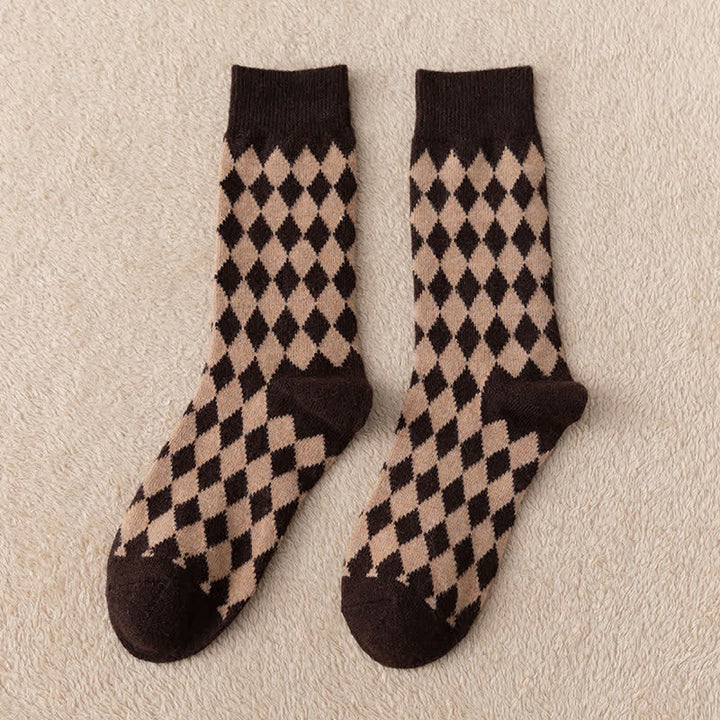 Calcetines térmicos y cálidos con diseño de rombos para mujer