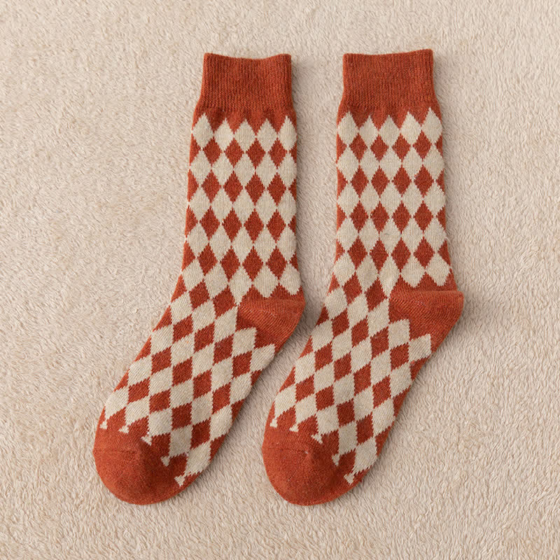 Calcetines térmicos y cálidos con diseño de rombos para mujer