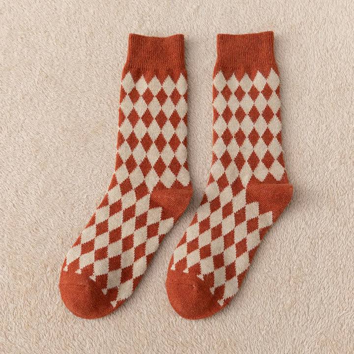 Calcetines térmicos y cálidos con diseño de rombos para mujer