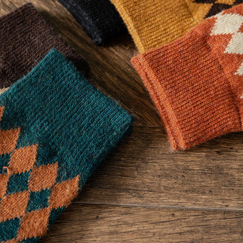 Calcetines térmicos y cálidos con diseño de rombos para mujer