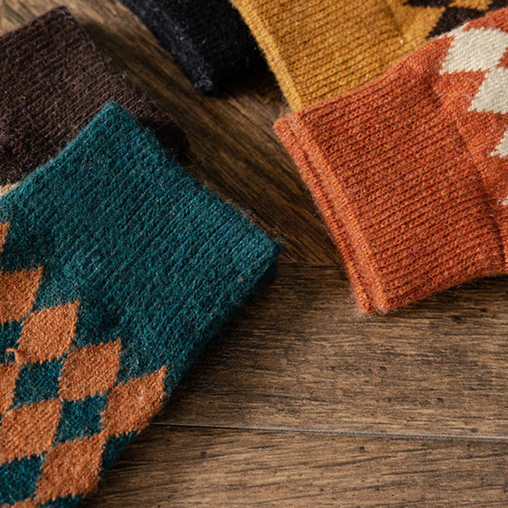 Calcetines térmicos y cálidos con diseño de rombos para mujer