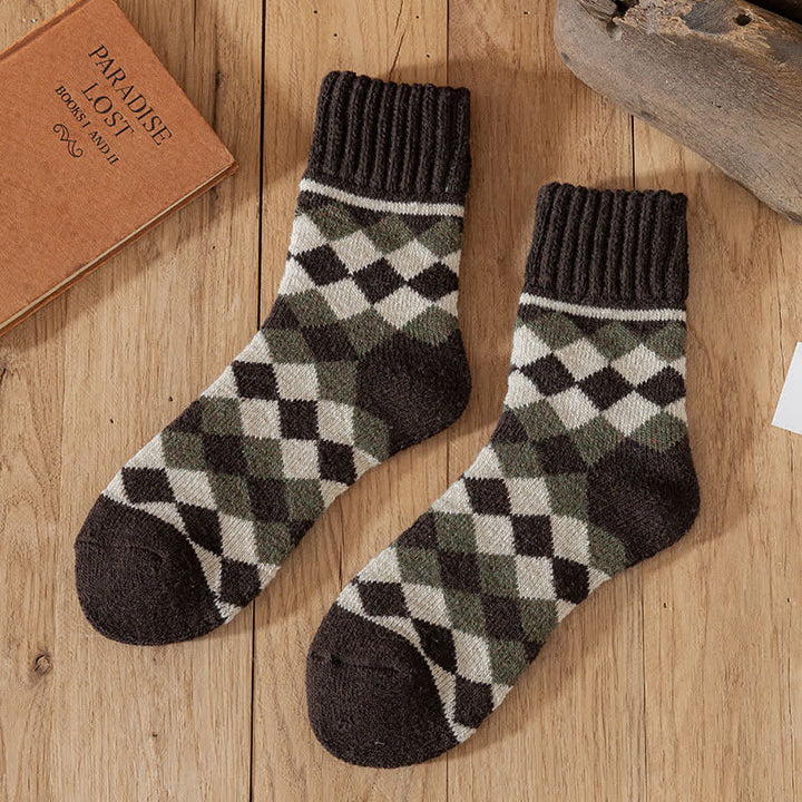 Calcetines de invierno con estampado de cuadros característicos para hombre