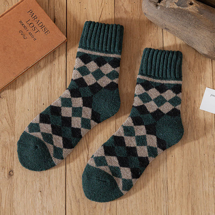 Calcetines de invierno con estampado de cuadros característicos para hombre
