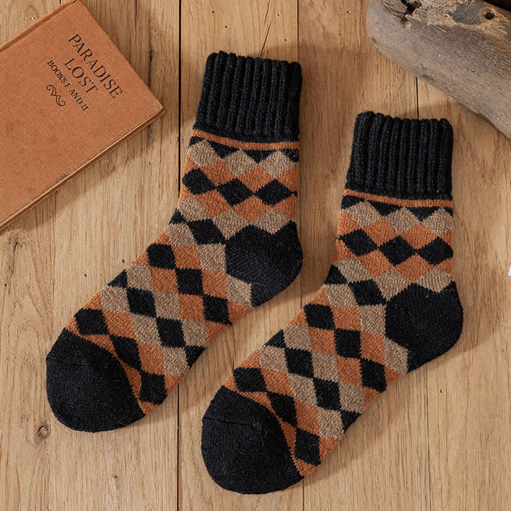 Calcetines de invierno con estampado de cuadros característicos para hombre