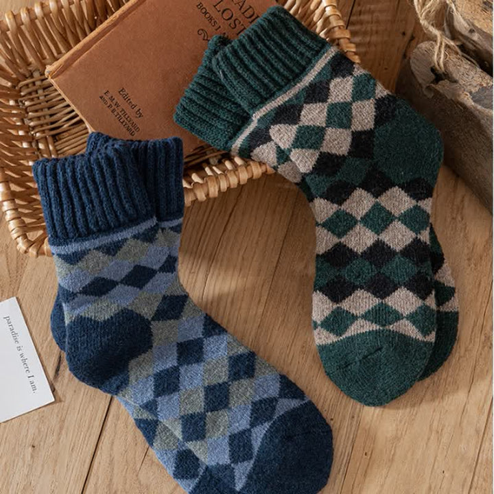 Calcetines de invierno con estampado de cuadros característicos para hombre