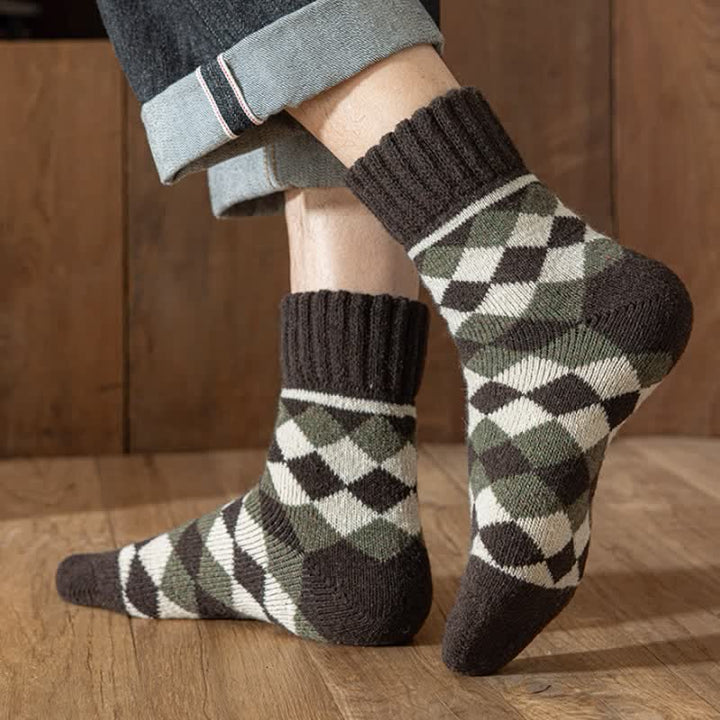 Calcetines de invierno con estampado de cuadros característicos para hombre