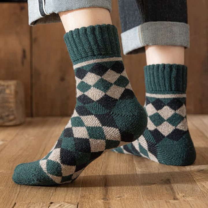 Calcetines de invierno con estampado de cuadros característicos para hombre