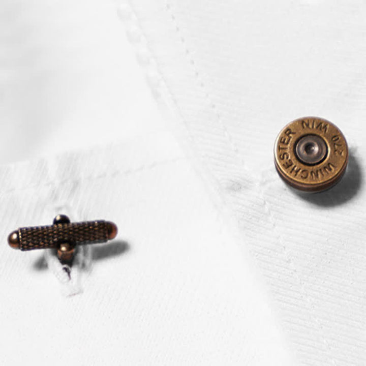 Gemelos de latón con forma de bala para hombre de estilo antiguo