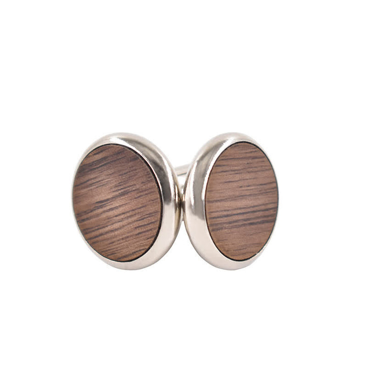 Gemelos de madera redondos para boda y negocios para hombre