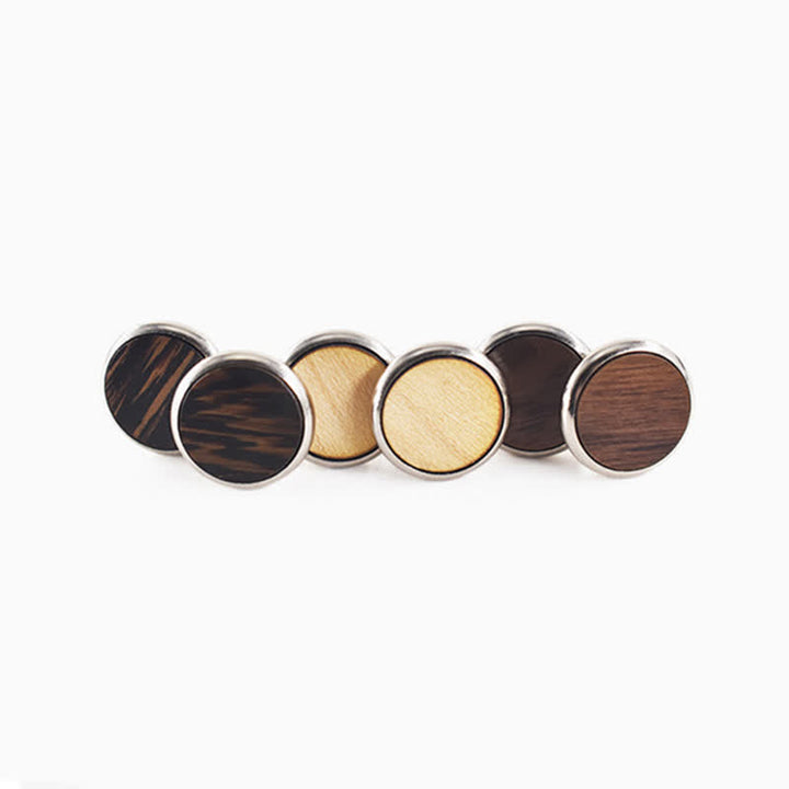 Gemelos de madera redondos para boda y negocios para hombre