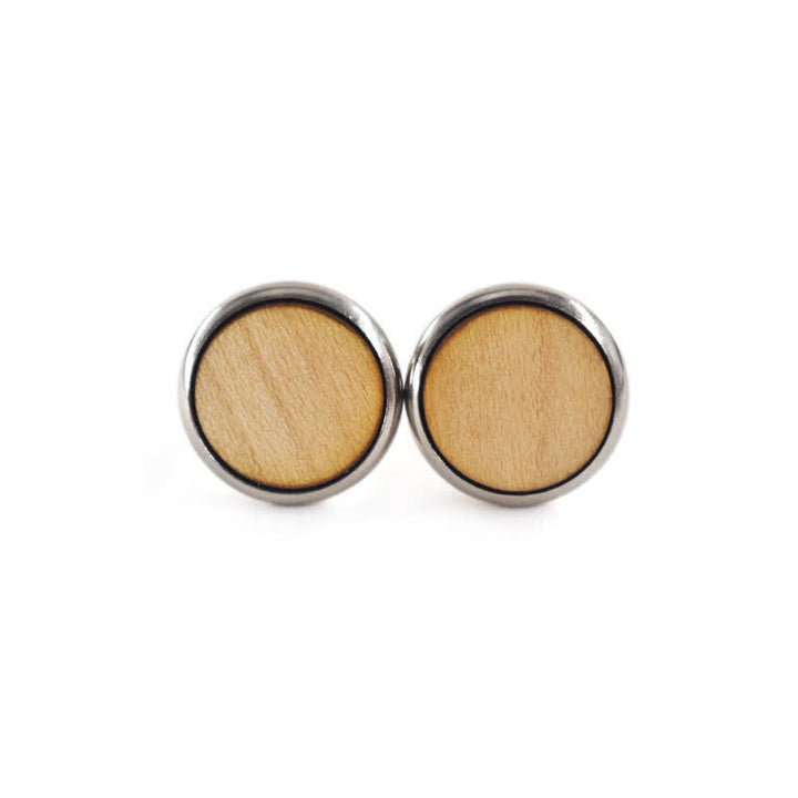 Gemelos de madera redondos para boda y negocios para hombre