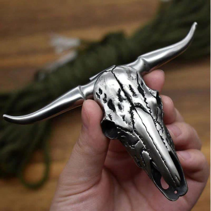 Hebilla de cinturón con colgante de herramienta EDC multifunción con cabeza de toro Longhorn