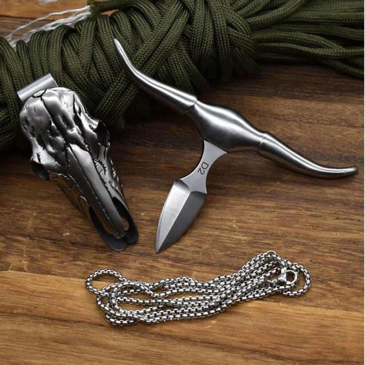 Hebilla de cinturón con colgante de herramienta EDC multifunción con cabeza de toro Longhorn