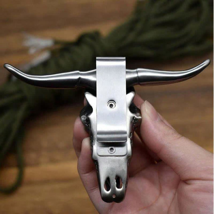 Hebilla de cinturón con colgante de herramienta EDC multifunción con cabeza de toro Longhorn