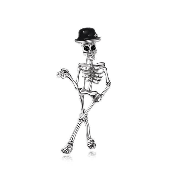 Broche de sombrero esmaltado con forma de calavera de esqueleto de terror