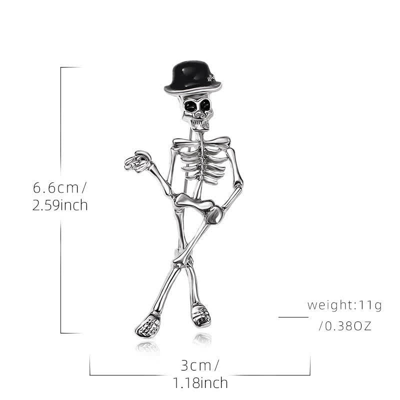 Broche de sombrero esmaltado con forma de calavera de esqueleto de terror