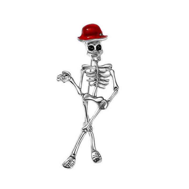Broche de sombrero esmaltado con forma de calavera de esqueleto de terror