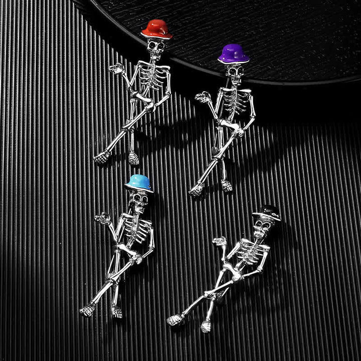 Broche de sombrero esmaltado con forma de calavera de esqueleto de terror